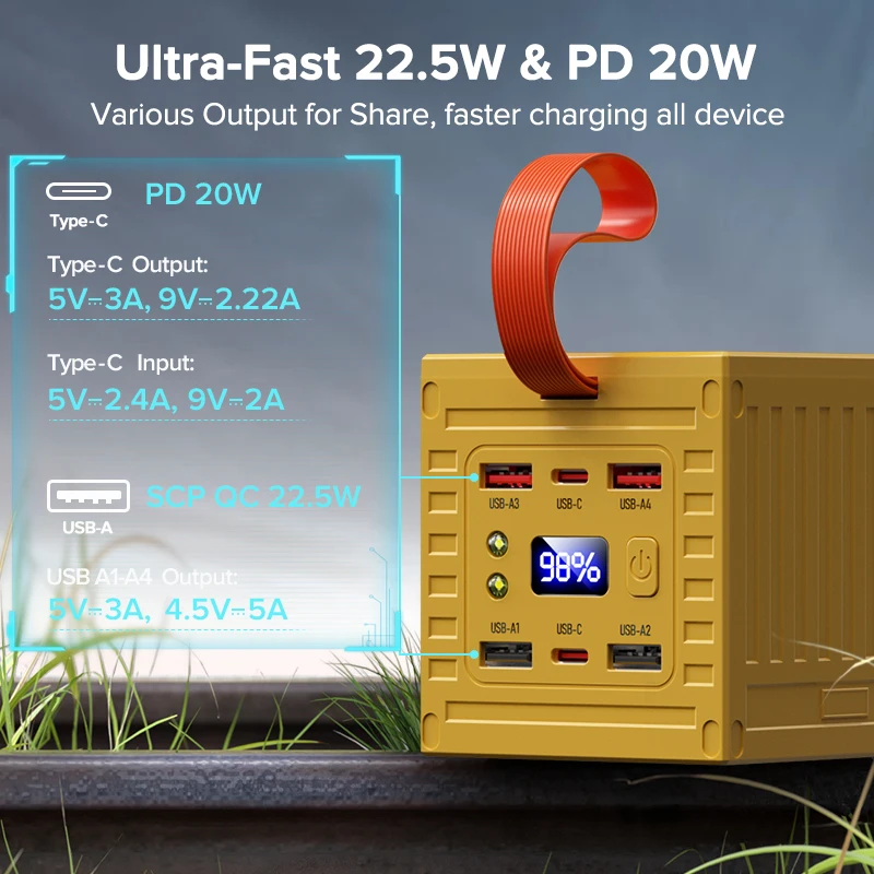 QOOVI 60000 мАч Power Bank 22, – обзор и цена Outdoor Power Lead
